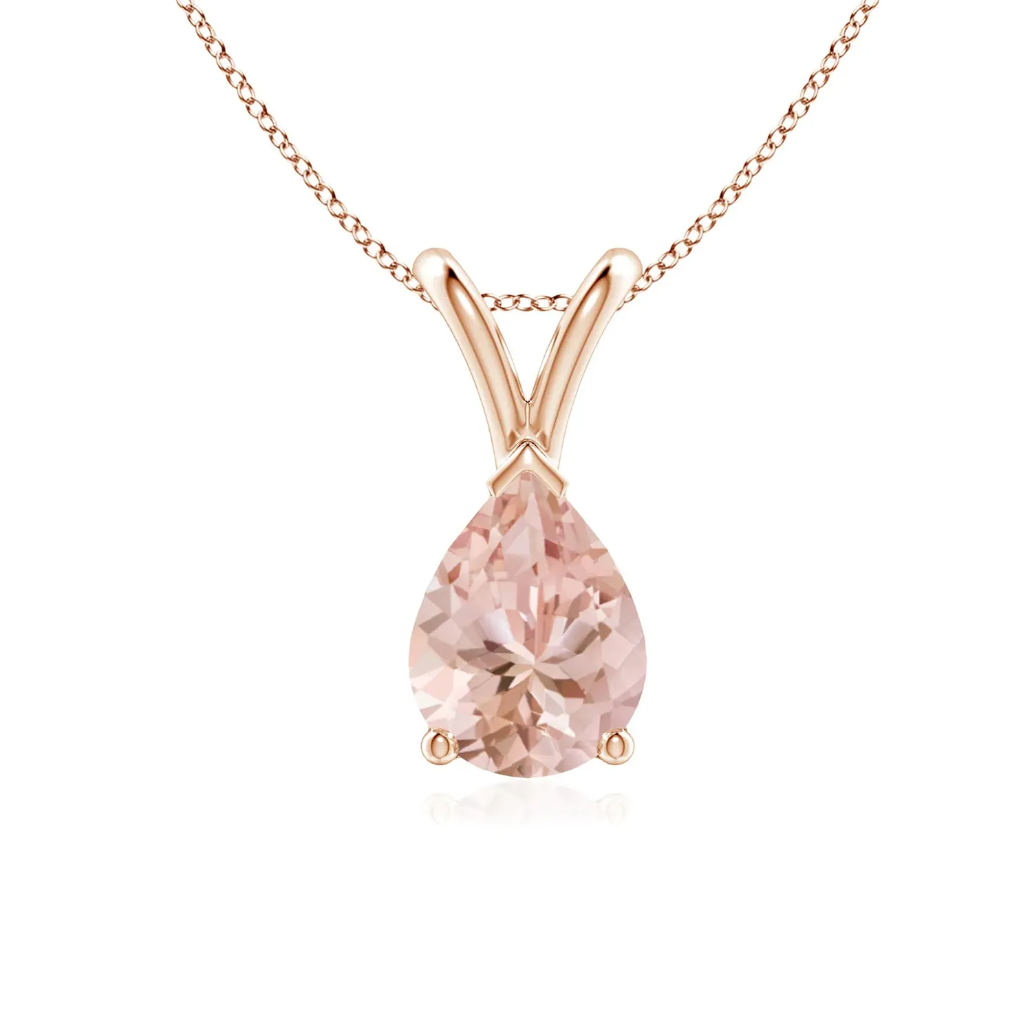 1 CT. Pear Shape Morganite Solitaire V-Bale Pendant