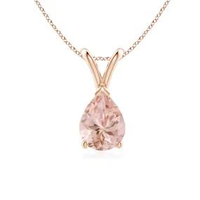 1 CT. Pear Shape Morganite Solitaire V-Bale Pendant