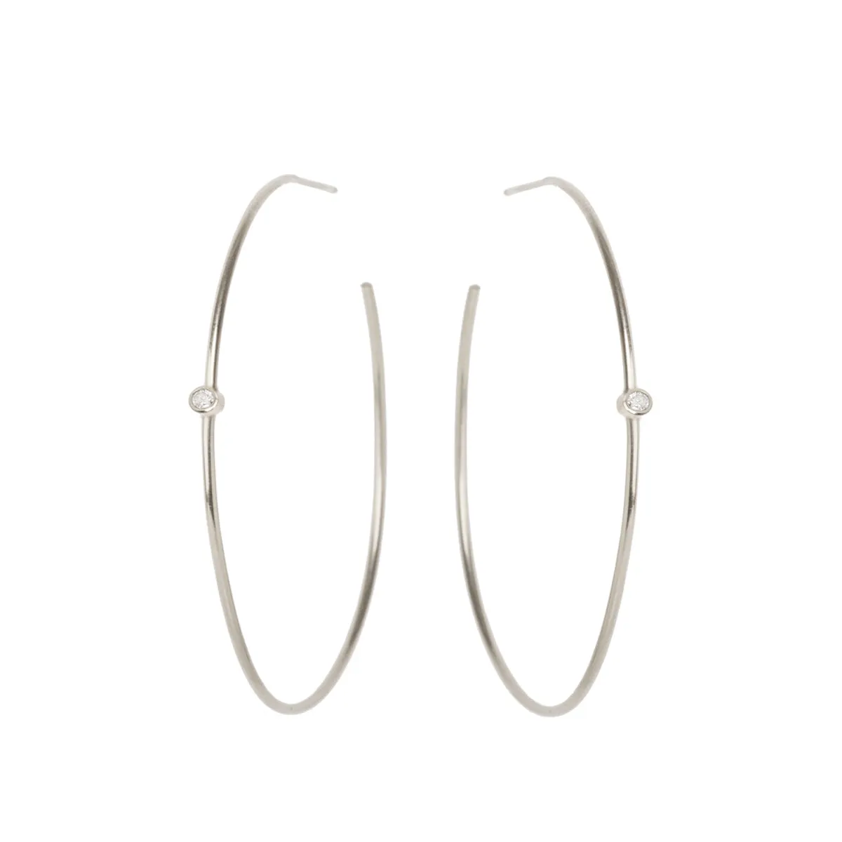 14k Diamond Bezel Center Hoops