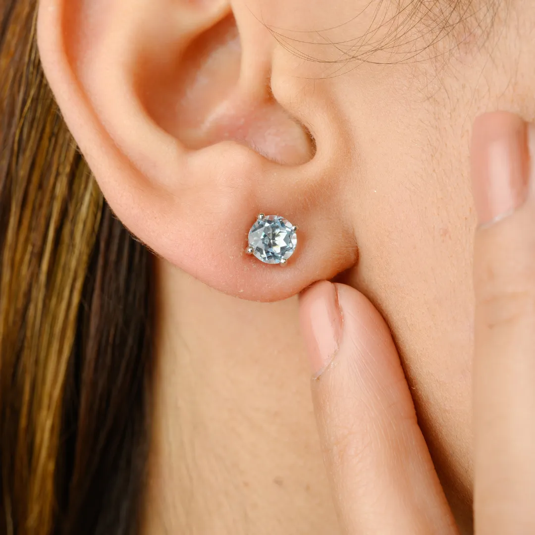 14k Gold Blue Topaz Studs