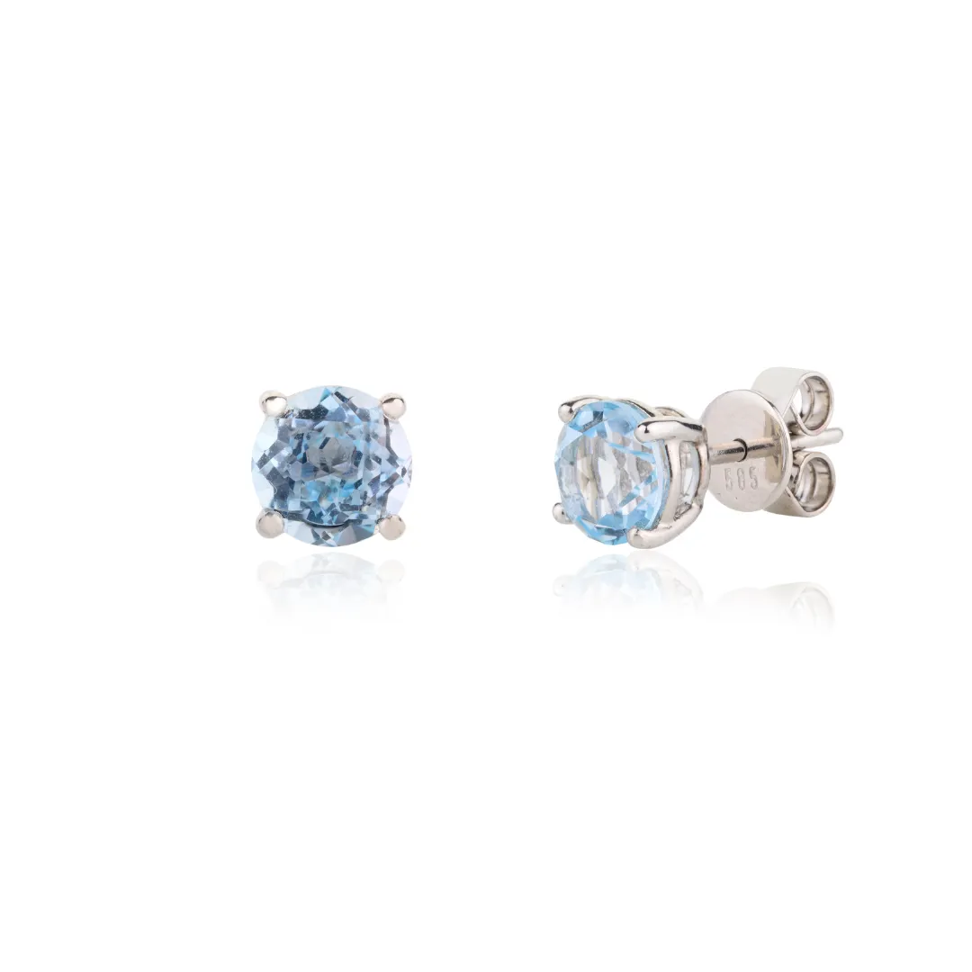 14k Gold Blue Topaz Studs