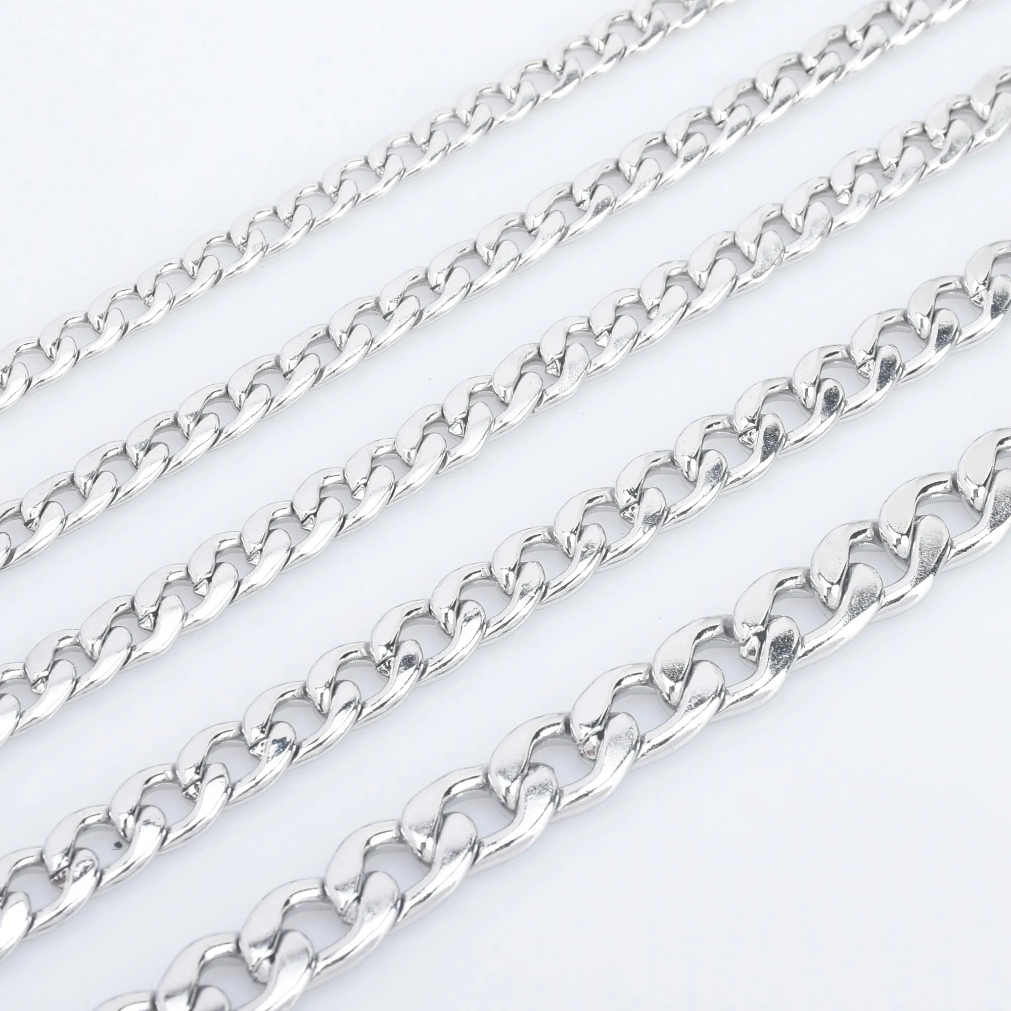 20/24/28 Titanium steel chain 5/6/7/8/10mm width Stainless Steel chain Twisted chain Imitation Rhodium Jewelry Making Chain 1pcs 1028