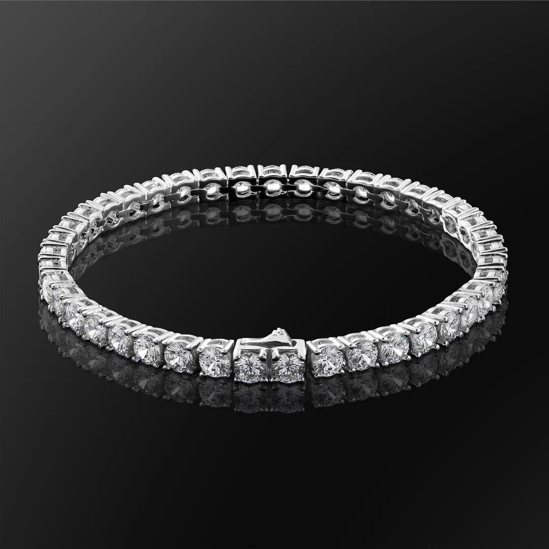 4mm CZ Diamond Tennis Bracelet for Men in White Gold KRKC