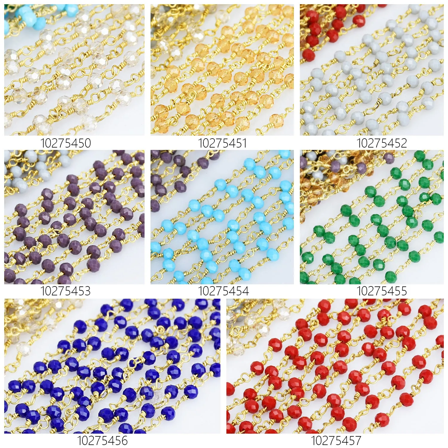 4mm Glass Bead Chain Crystal Bead Chain Rosary Chain Jewelry Chain Hand Made Necklace Chain By THE YARD 102754