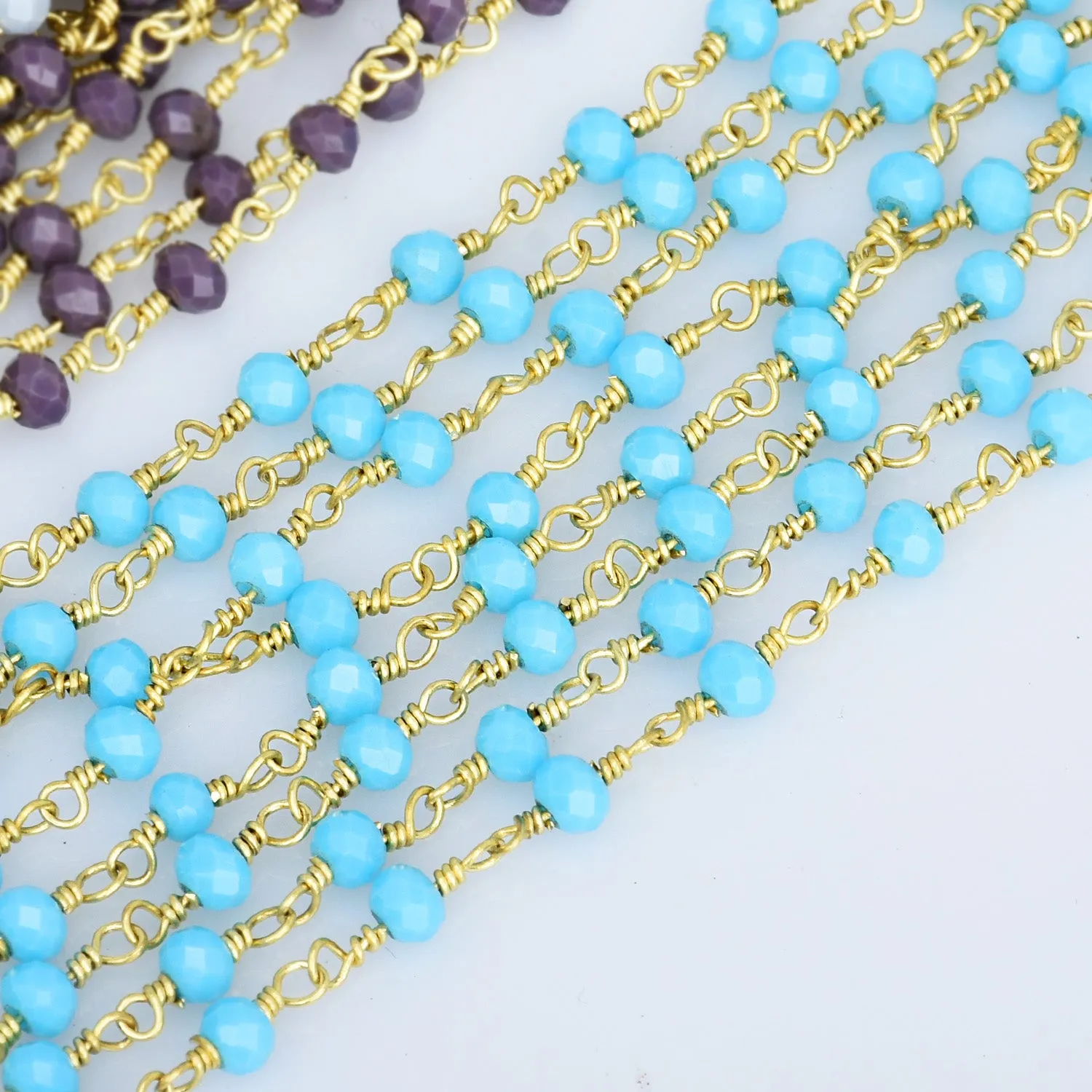 4mm Glass Bead Chain Crystal Bead Chain Rosary Chain Jewelry Chain Hand Made Necklace Chain By THE YARD 102754