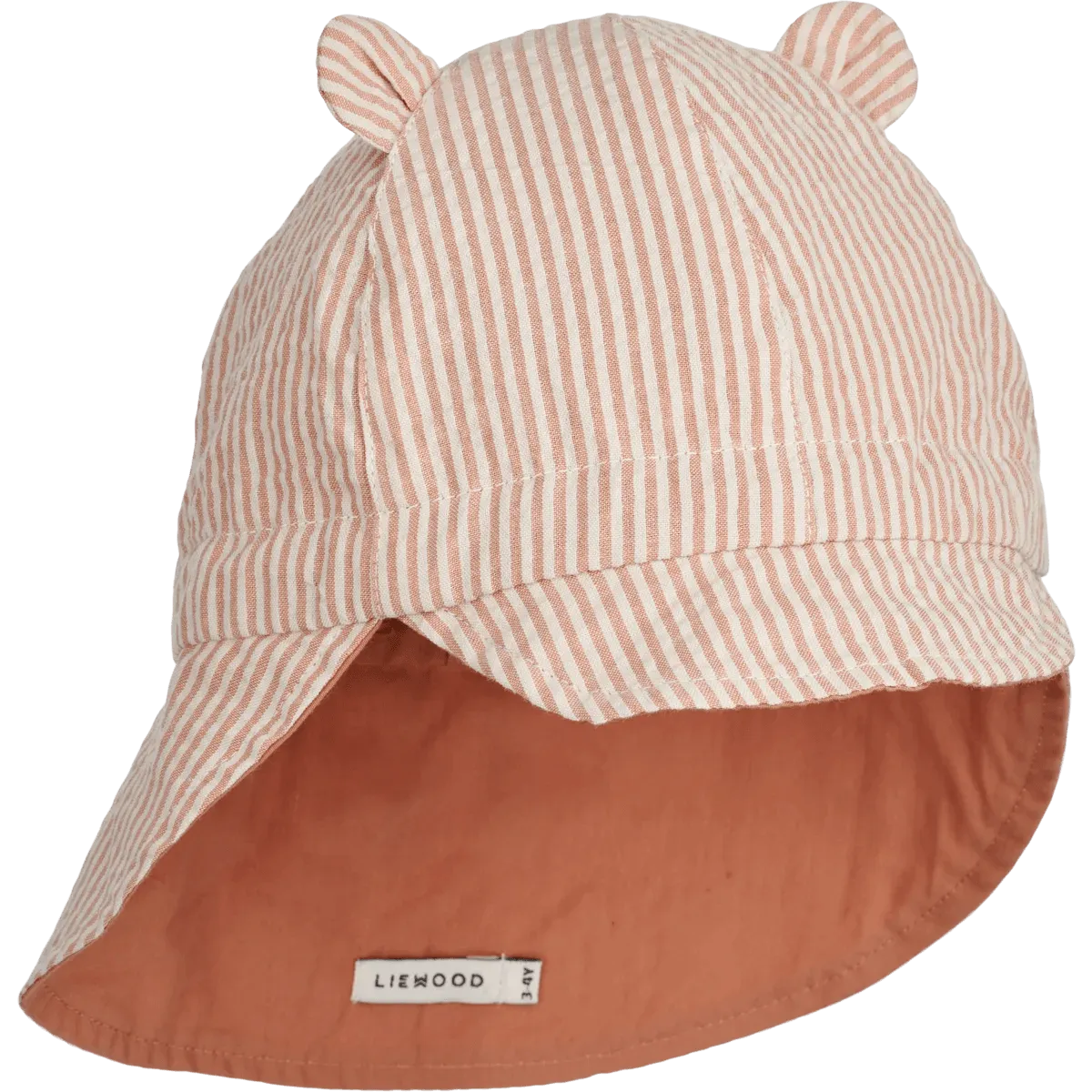 [50%OFF] Gorm reversible seersucker sun hat // Stripe Tuscany rose / Sandy