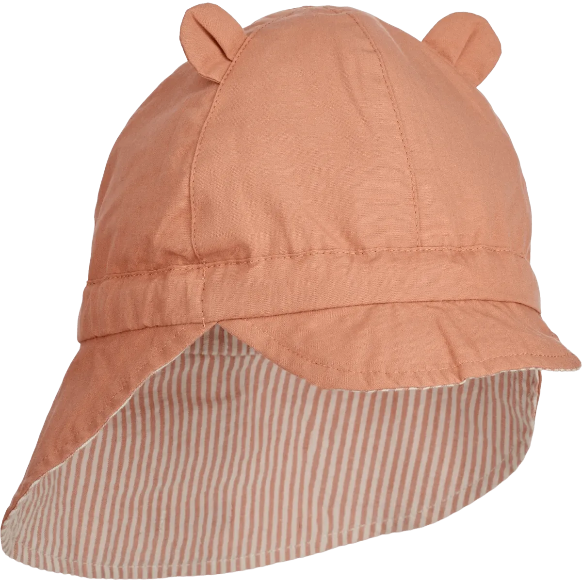 [50%OFF] Gorm reversible seersucker sun hat // Stripe Tuscany rose / Sandy