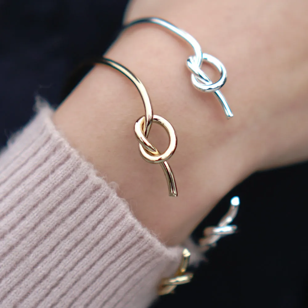 60mm Brass Bangle bracelet double knot bracelet Tie the Knot Bracelet Bridesmaid Gift simple jewelry plated silver 1pcs