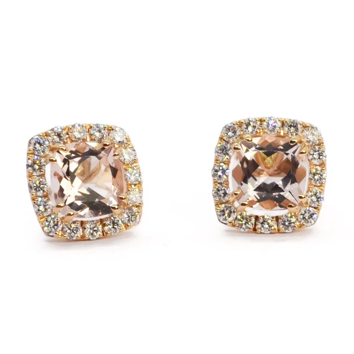 A & Furst - Dynamite - Stud Earrings with Morganite and Diamonds, 18k Rose Gold