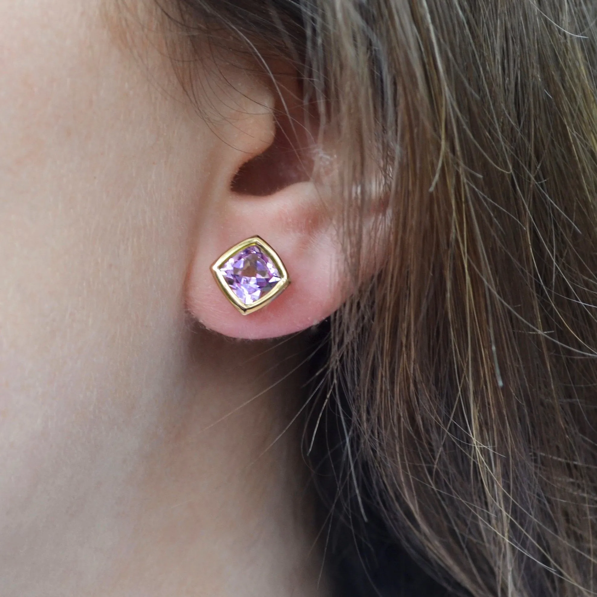 A & Furst - Gaia - Stud Earrings with Rose de France, 18k Rose Gold