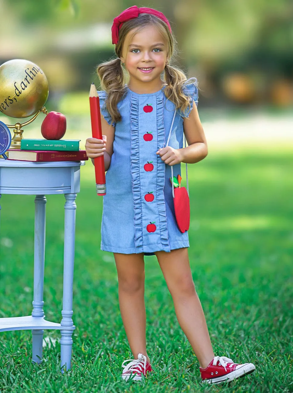 A is For Apple Denim Dress and Apple Purse Set