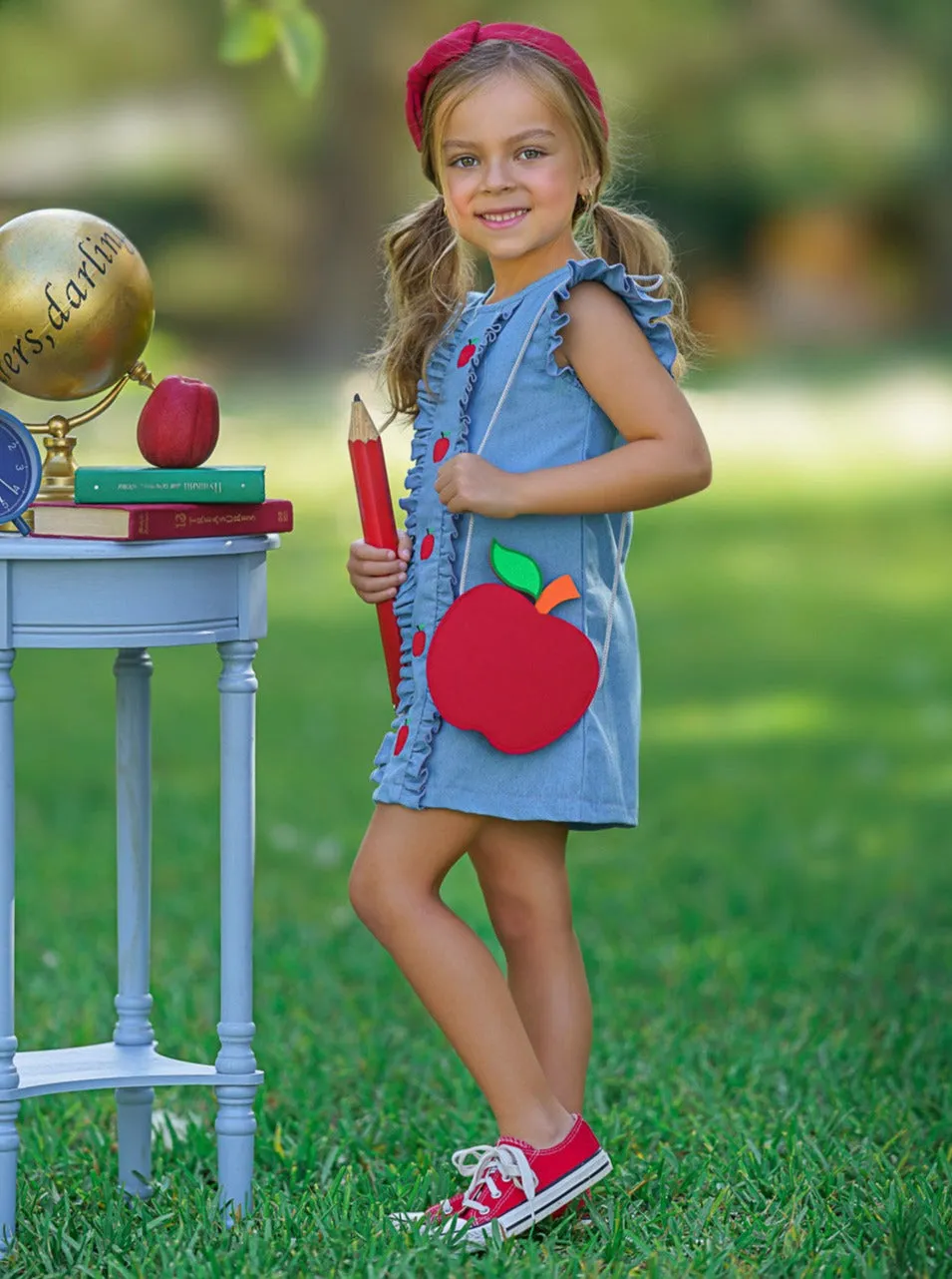 A is For Apple Denim Dress and Apple Purse Set