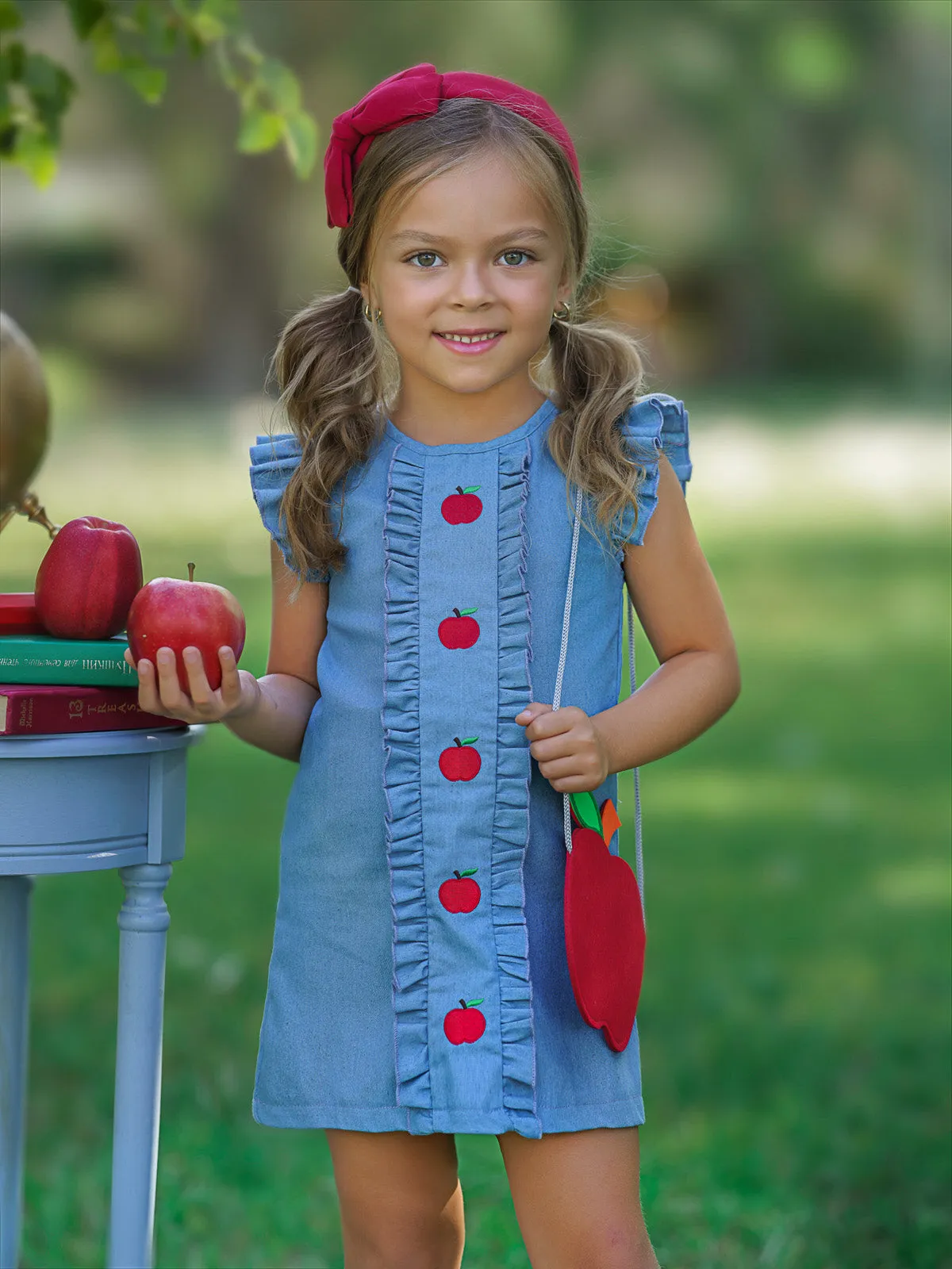 A is For Apple Denim Dress and Apple Purse Set