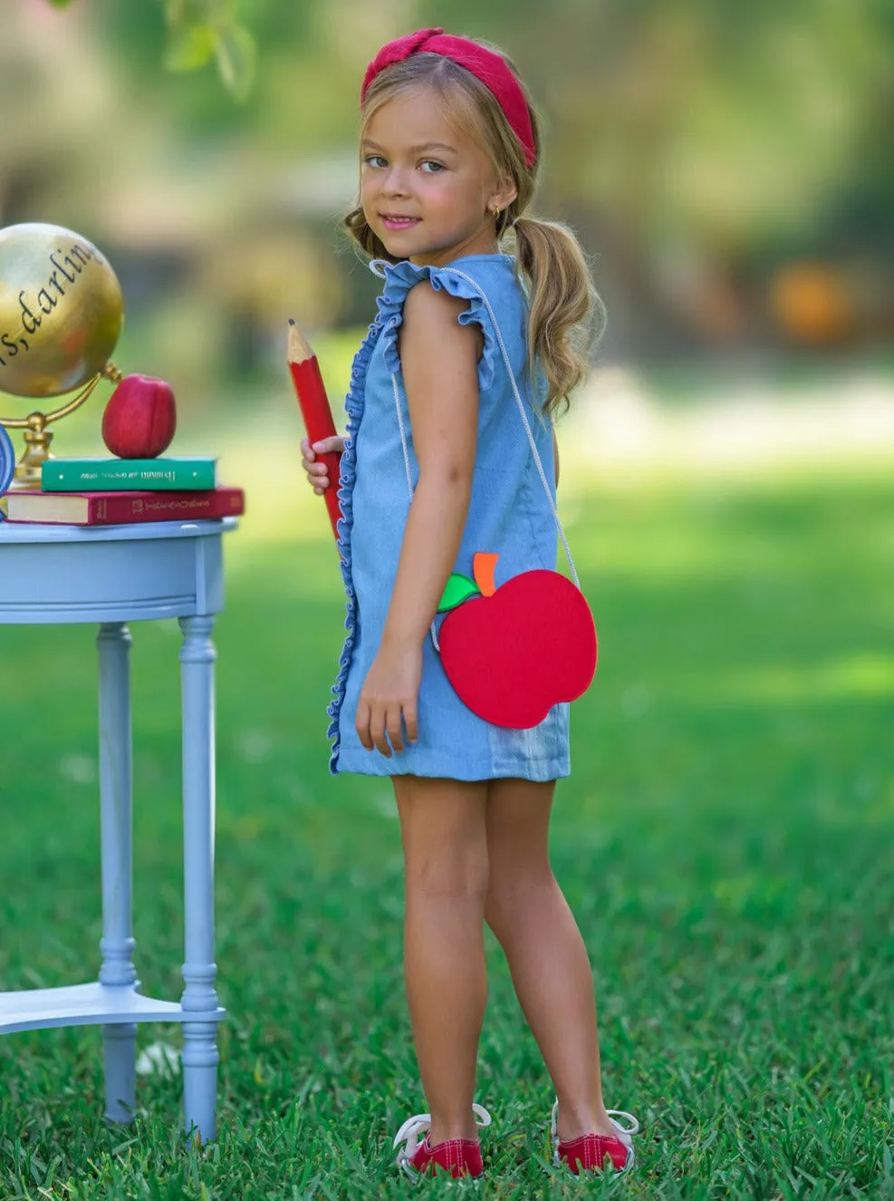 A is For Apple Denim Dress and Apple Purse Set