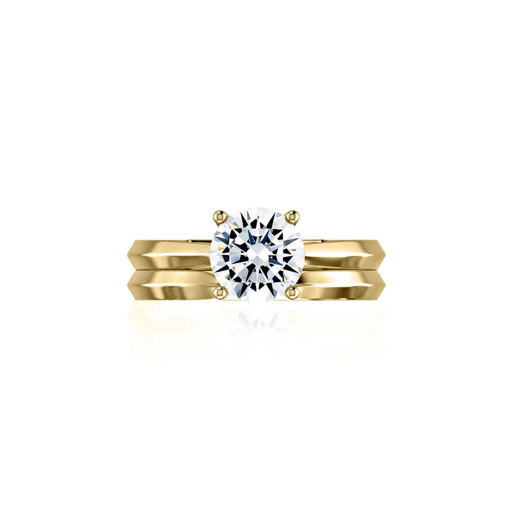 A. Jaffe 14k Round Diamond Hidden Halo Solitaire Engagement Ring