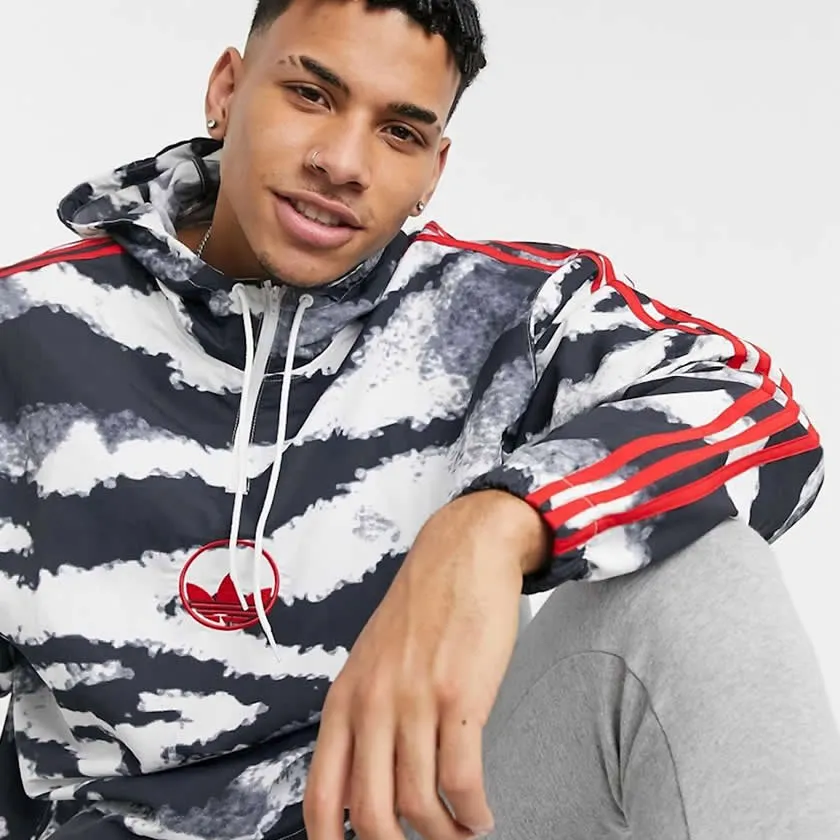 Adidas Originals Men's Zebra Print Anorak Jacket - White