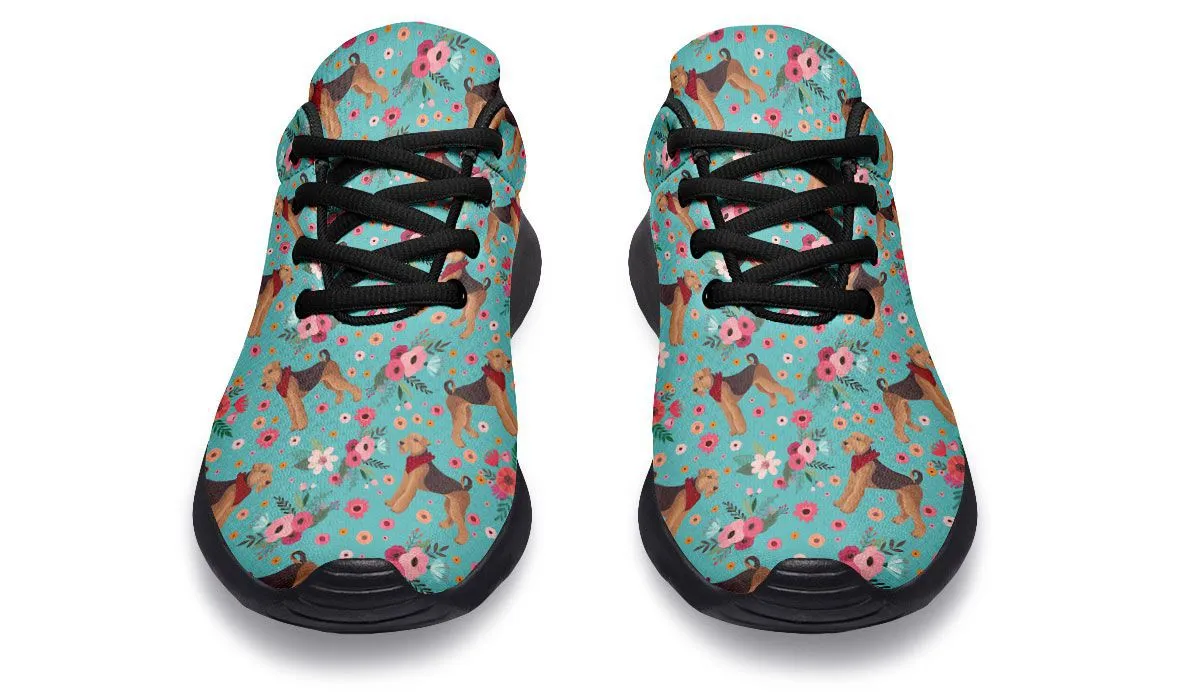 Airedale Terrier Flower Athletic Sneakers