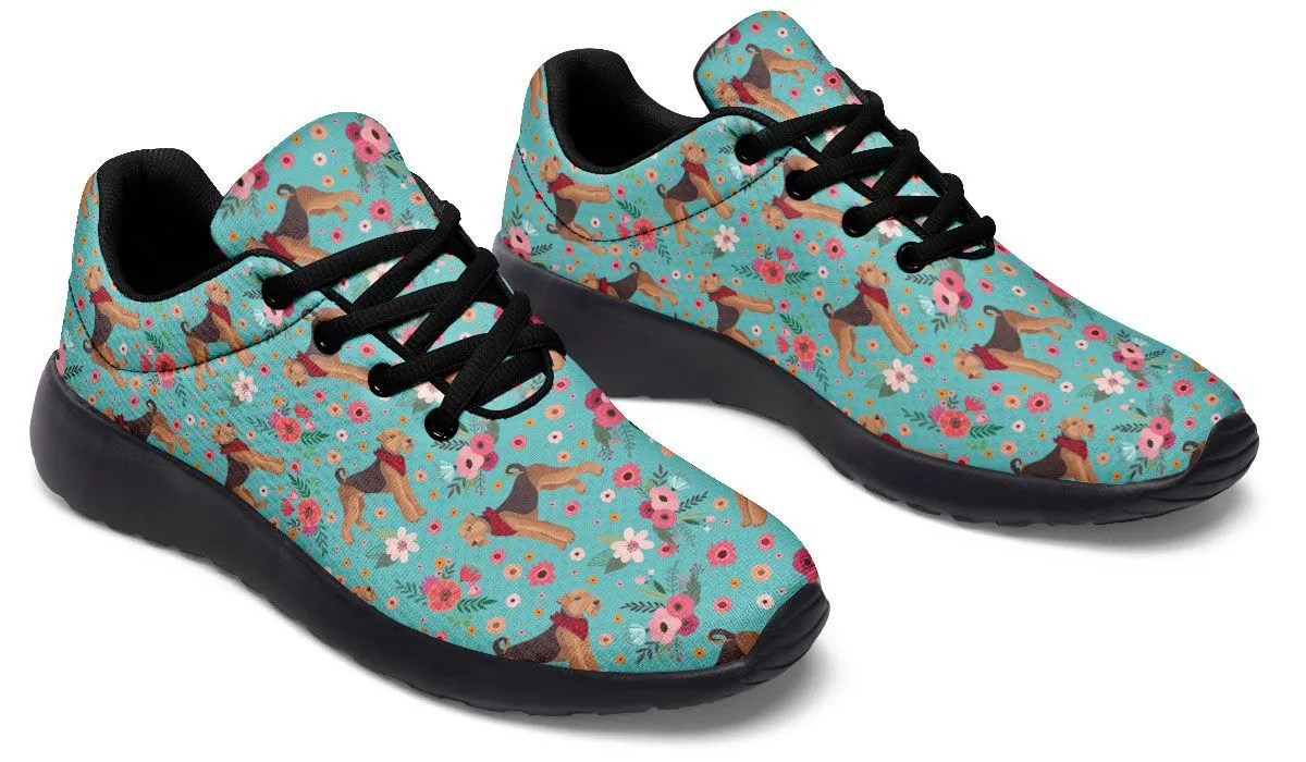 Airedale Terrier Flower Athletic Sneakers