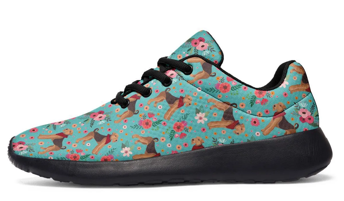 Airedale Terrier Flower Athletic Sneakers