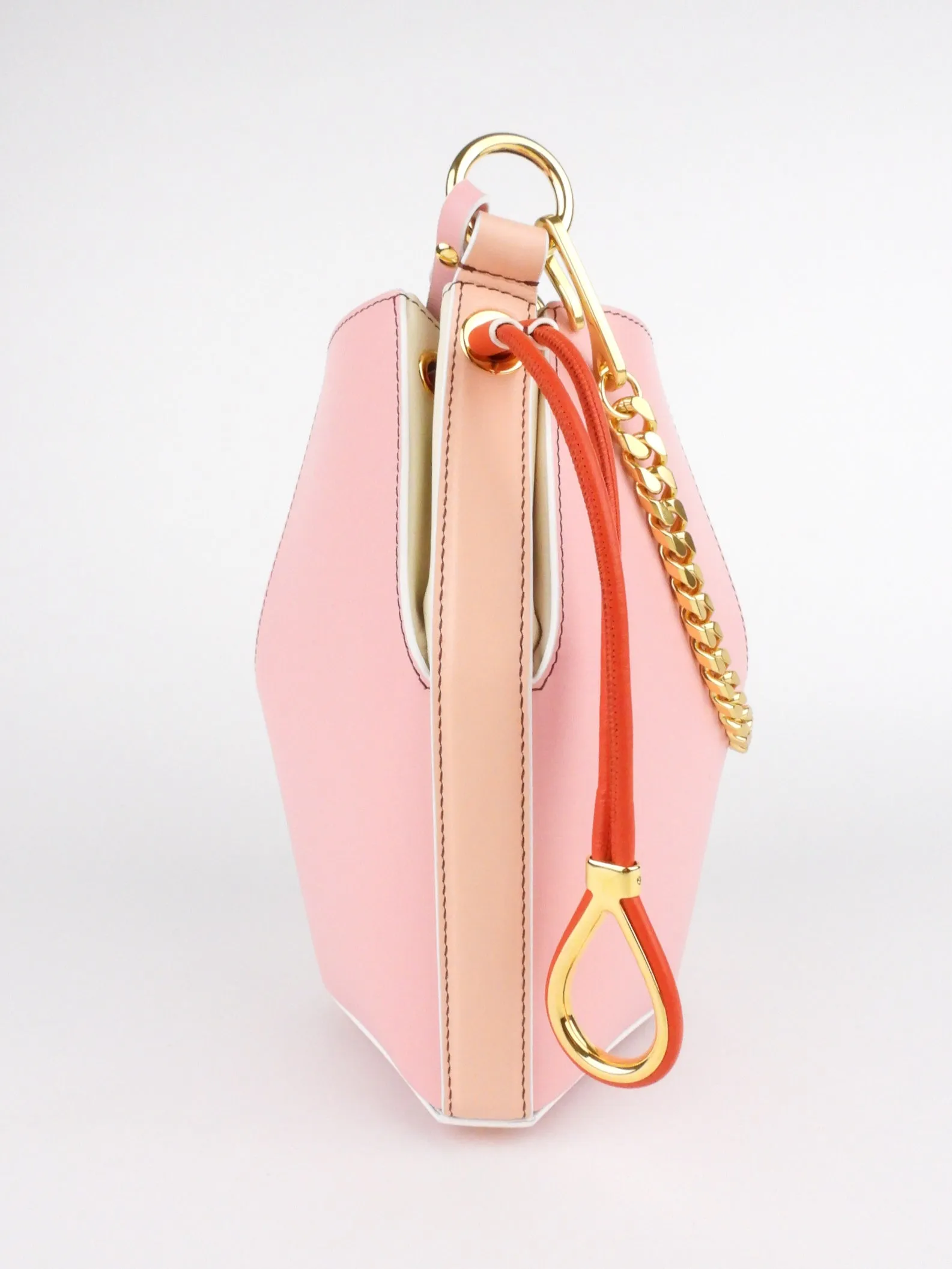 Alexander McQueen Pink Tricolor Leather Small Two Way Bucket Bag