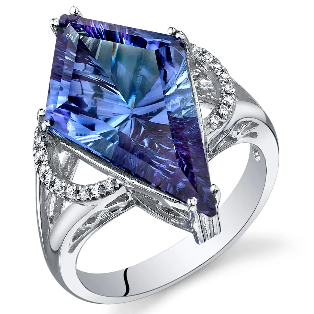 Alexandrite Ring Sterling Silver Kite Shape 9 Carats Size 6