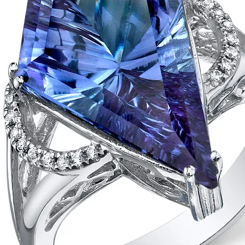 Alexandrite Ring Sterling Silver Kite Shape 9 Carats Size 6