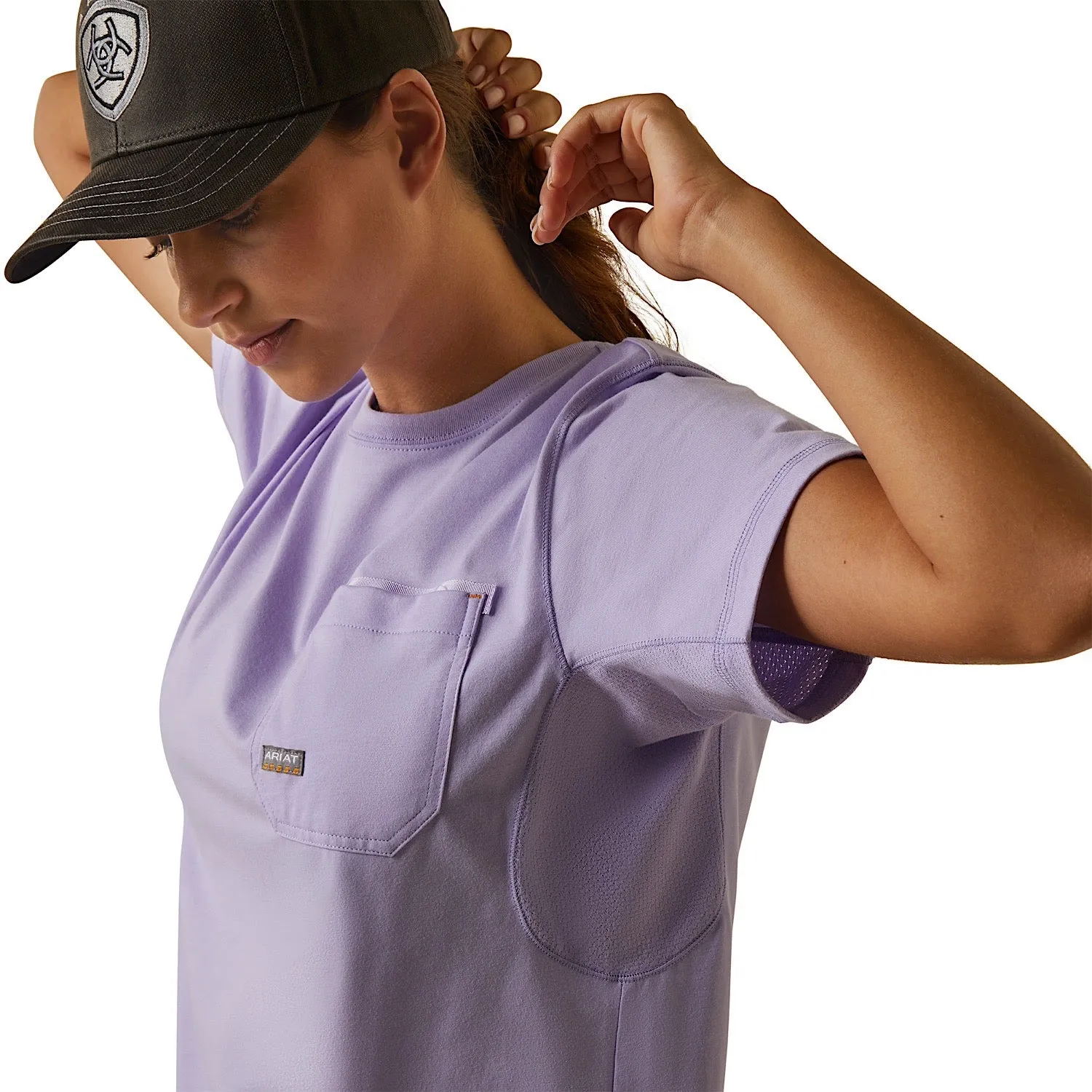 Ariat Women's Rebar Workman Graphic Ariat Logo T-Shirt Lavender