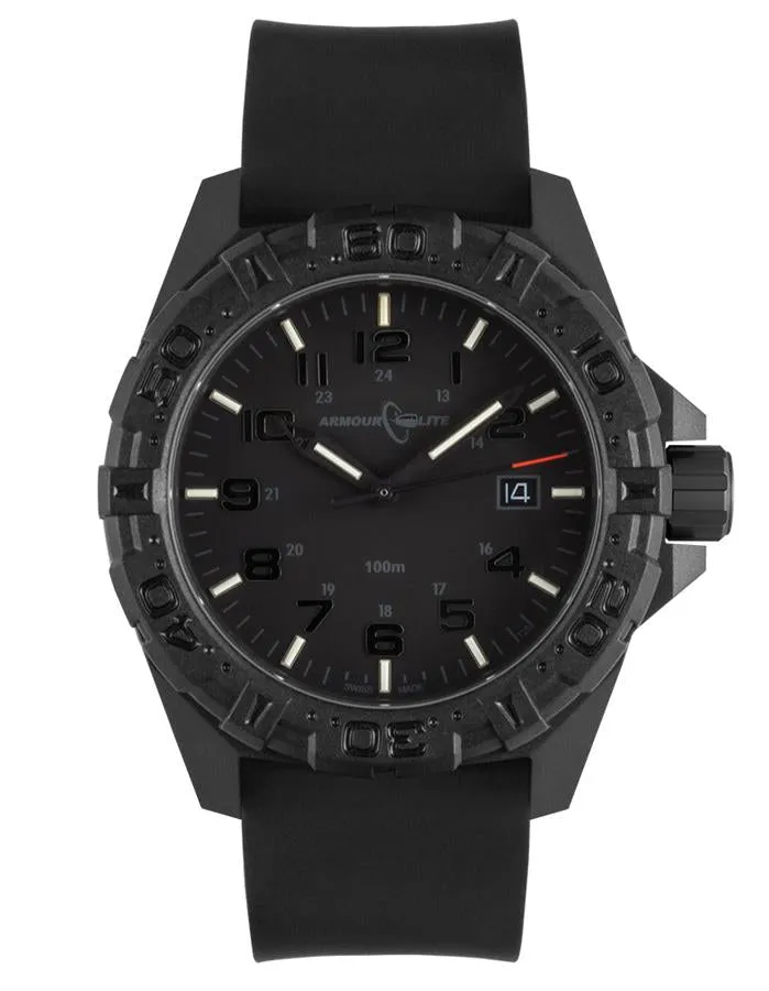 ArmourLite Operator Series Mens Watch - Carbon Fiber Case - Dive Bezel - Black