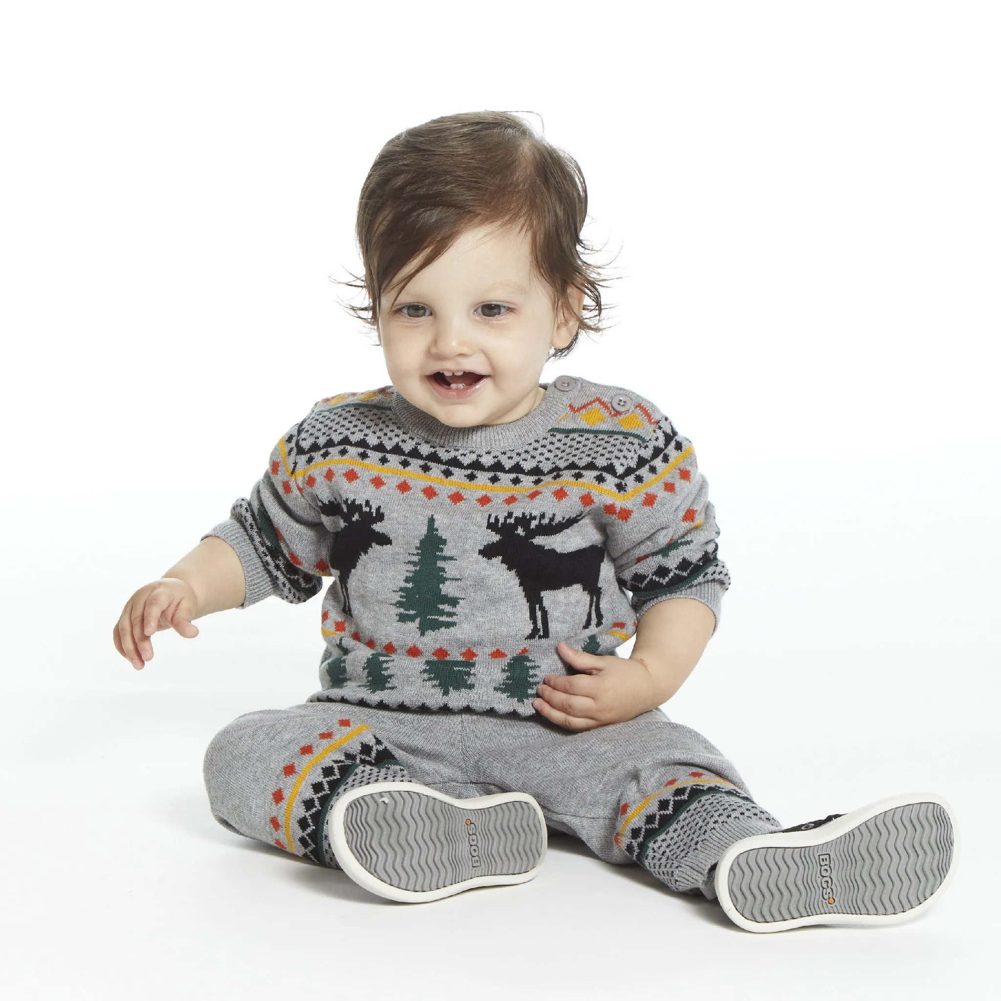 Baby Boy Winter Lodging Moose Sweater Set