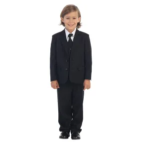 Baby Boys Black Jewels & Gents Jacket Vest Shirt Tie Pants 5 Pc Suit 6-24M