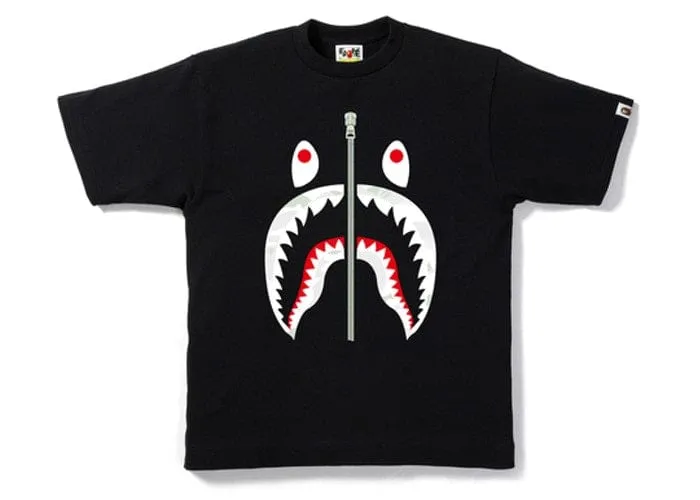 BAPE CITY CAMO SHARK TEE BLACK/WHITE