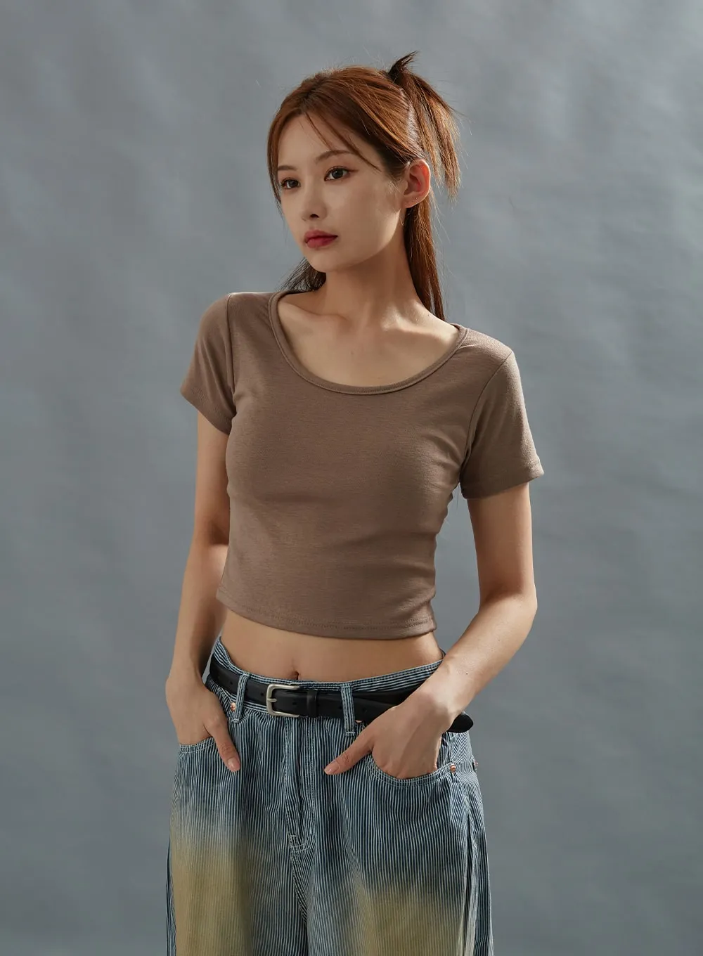 Basic Crop Top Short Sleeve T-Shirt CU28