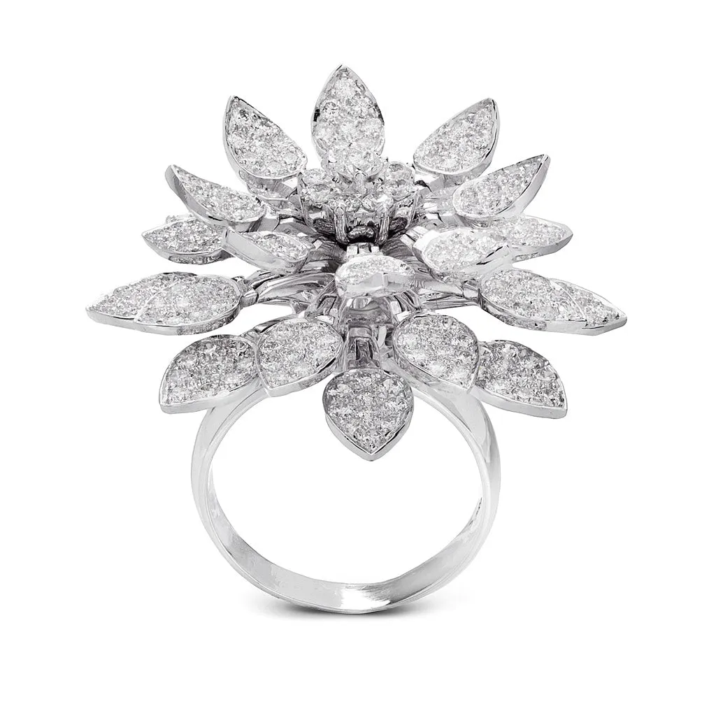 Beautiful Articulating Diamond Lotus Flower Ring