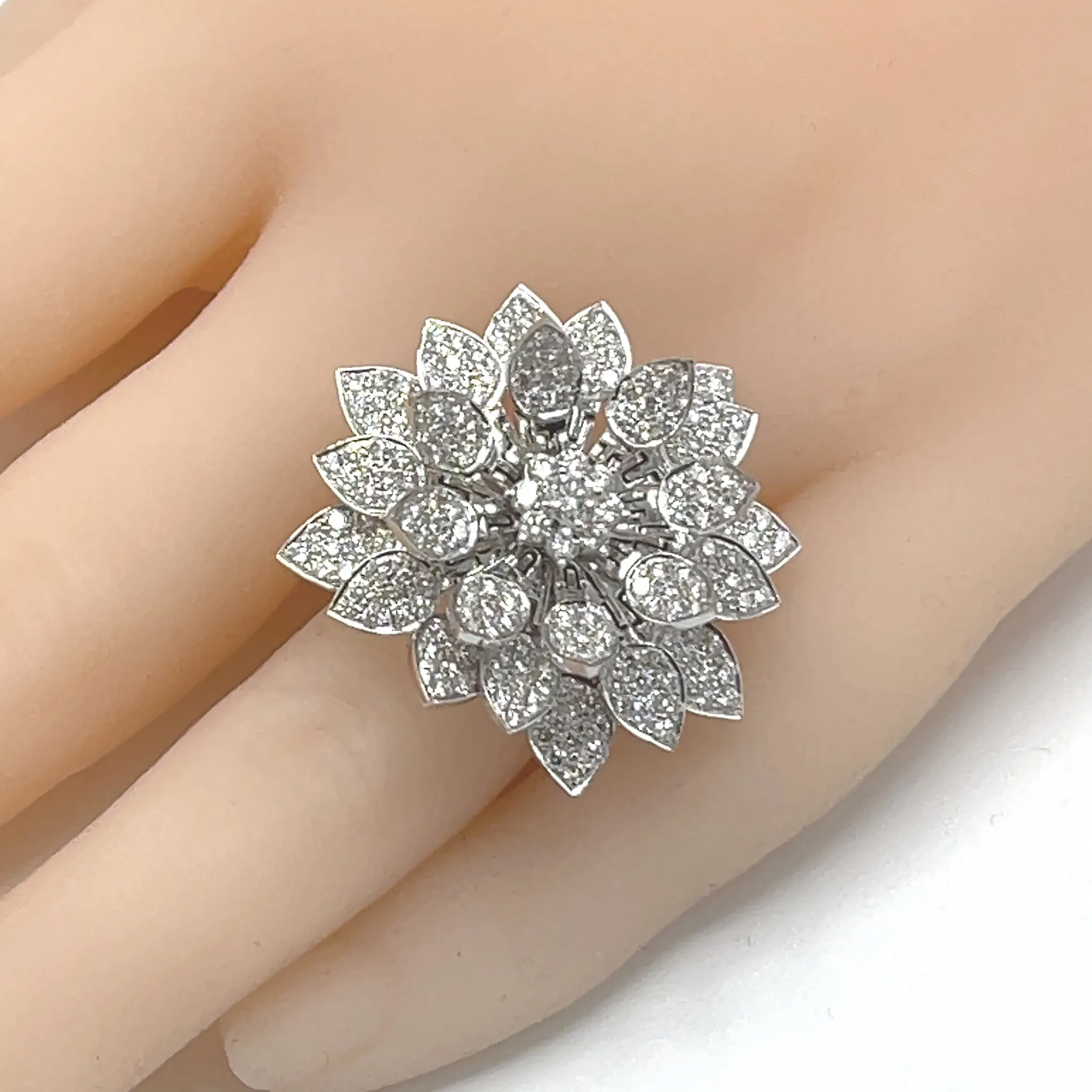 Beautiful Articulating Diamond Lotus Flower Ring