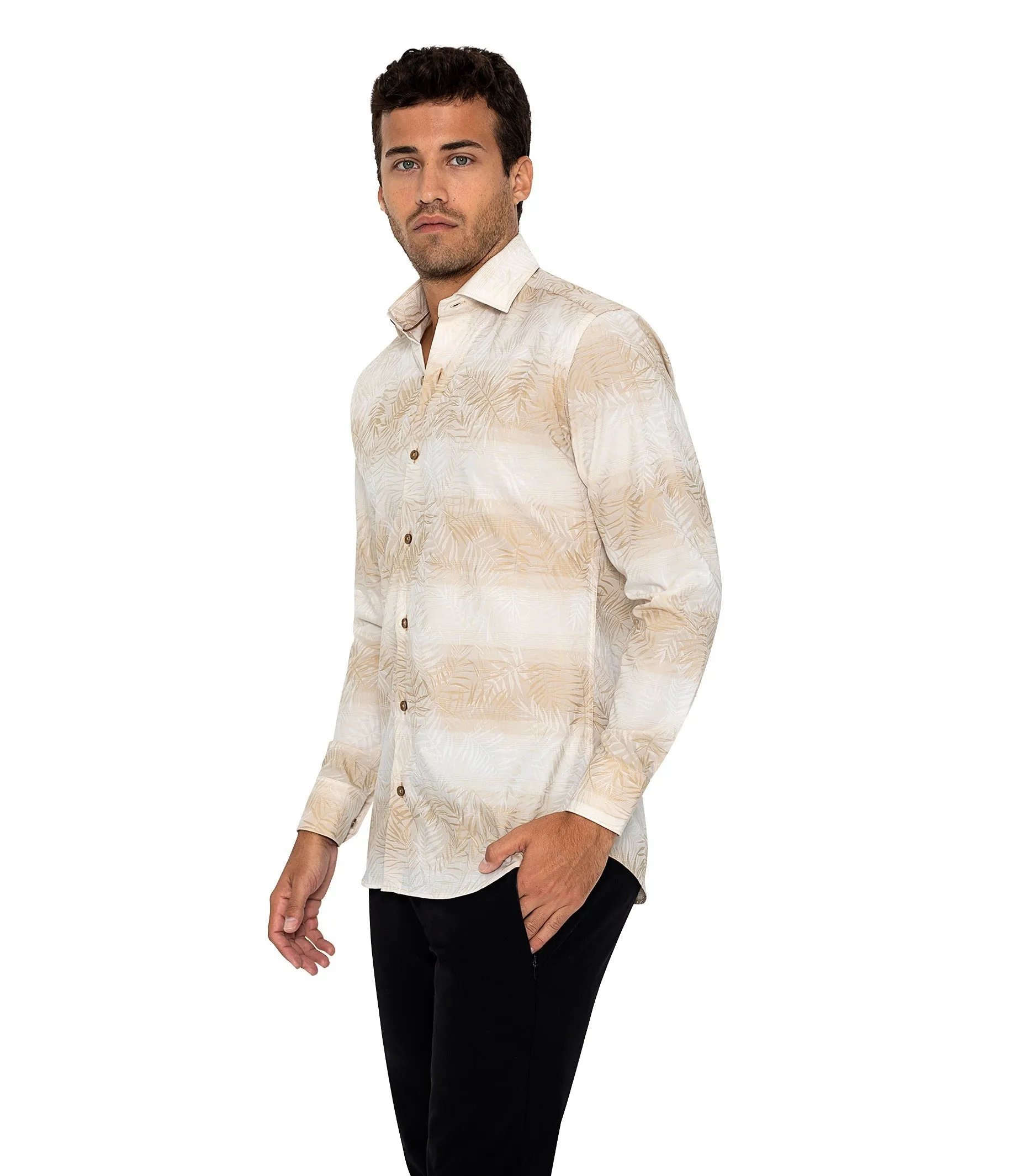 Bertigo Short-Sleeve Shirt | Johnny Tan Leaf Shirt