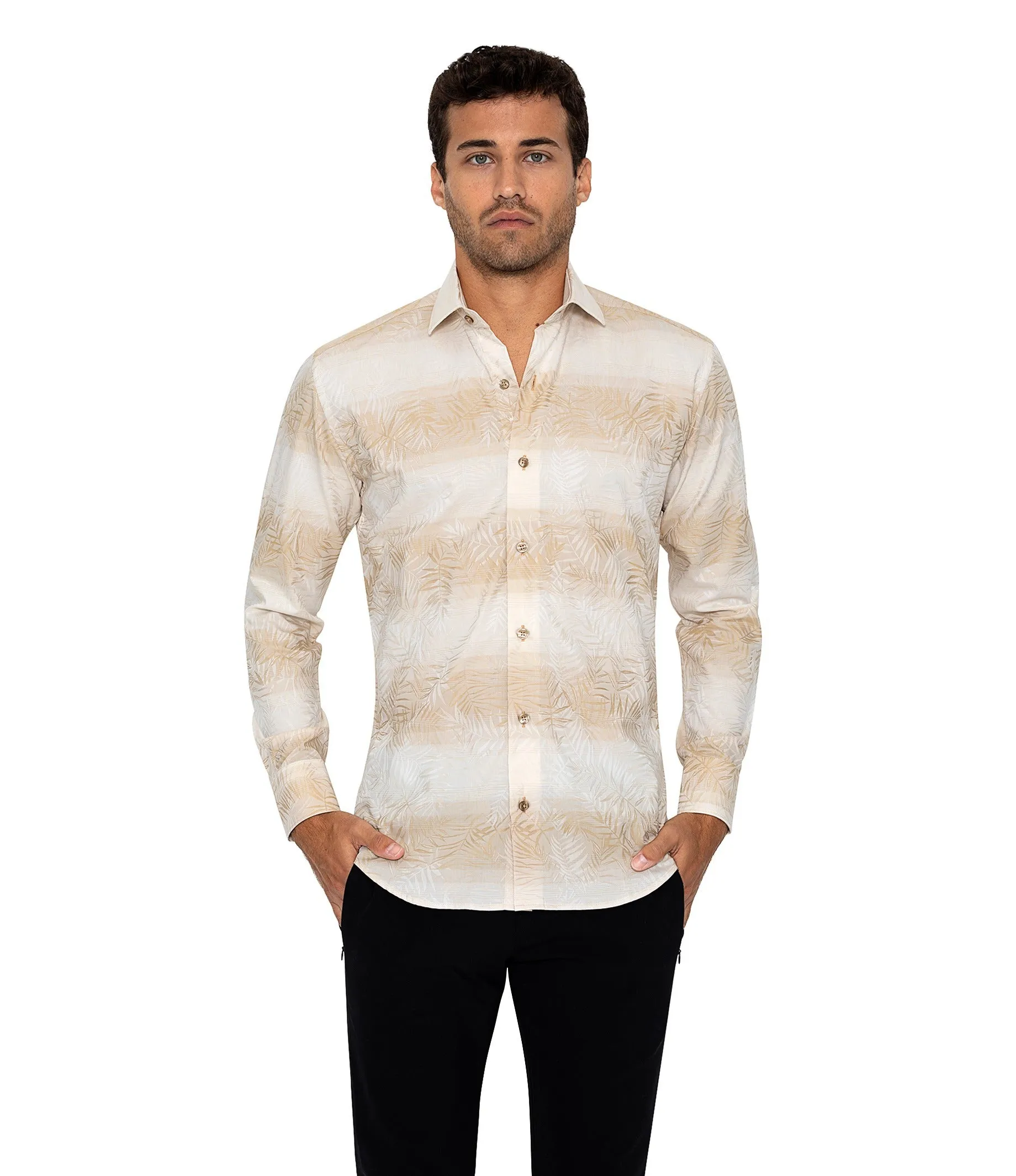 Bertigo Short-Sleeve Shirt | Johnny Tan Leaf Shirt