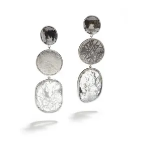 Black Diamond, Meteorite, & Diamond Slice Earrings