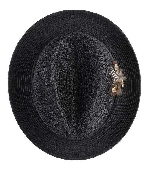 Black Fedora Braided Straw Hat