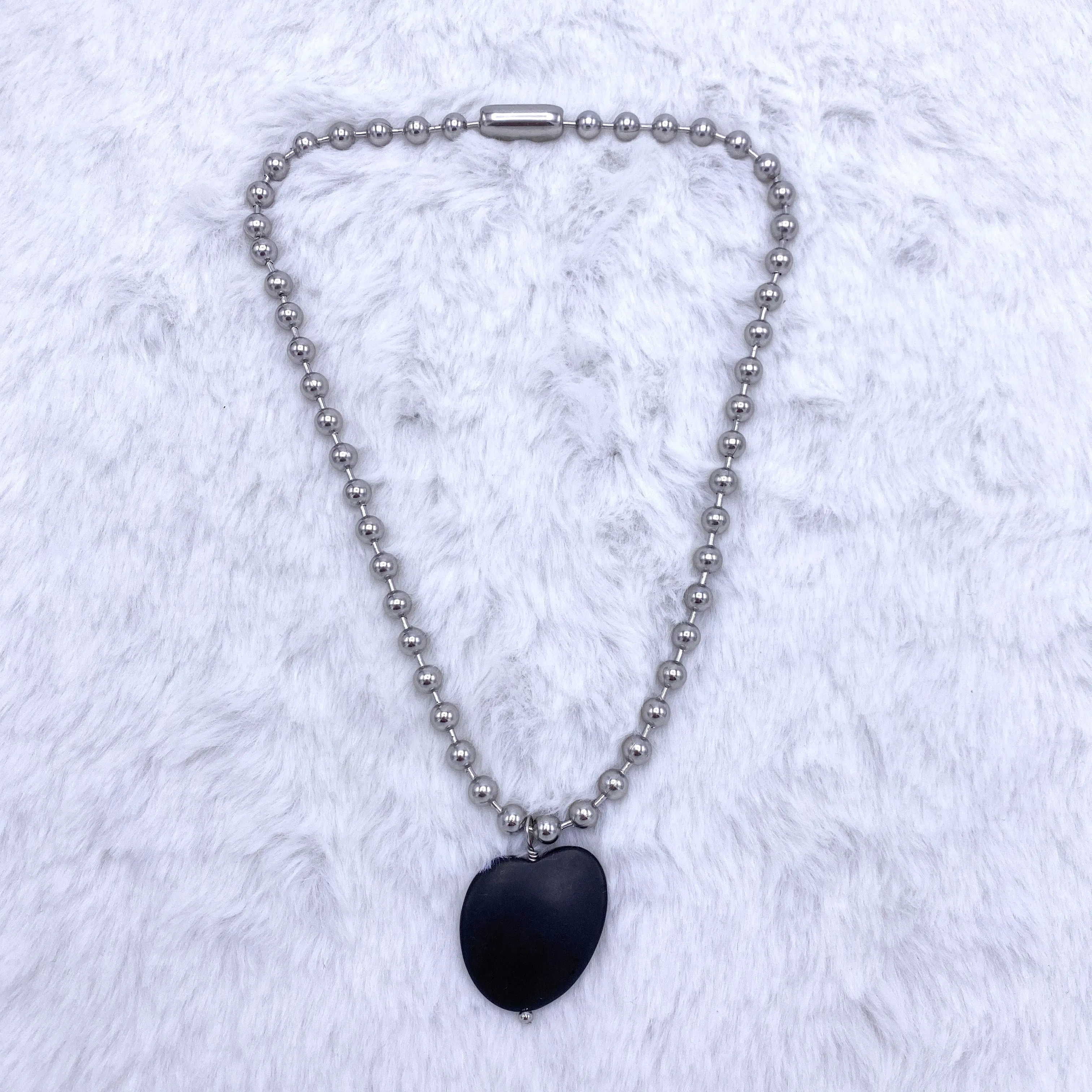 Black Jade Abstract Heart Necklace