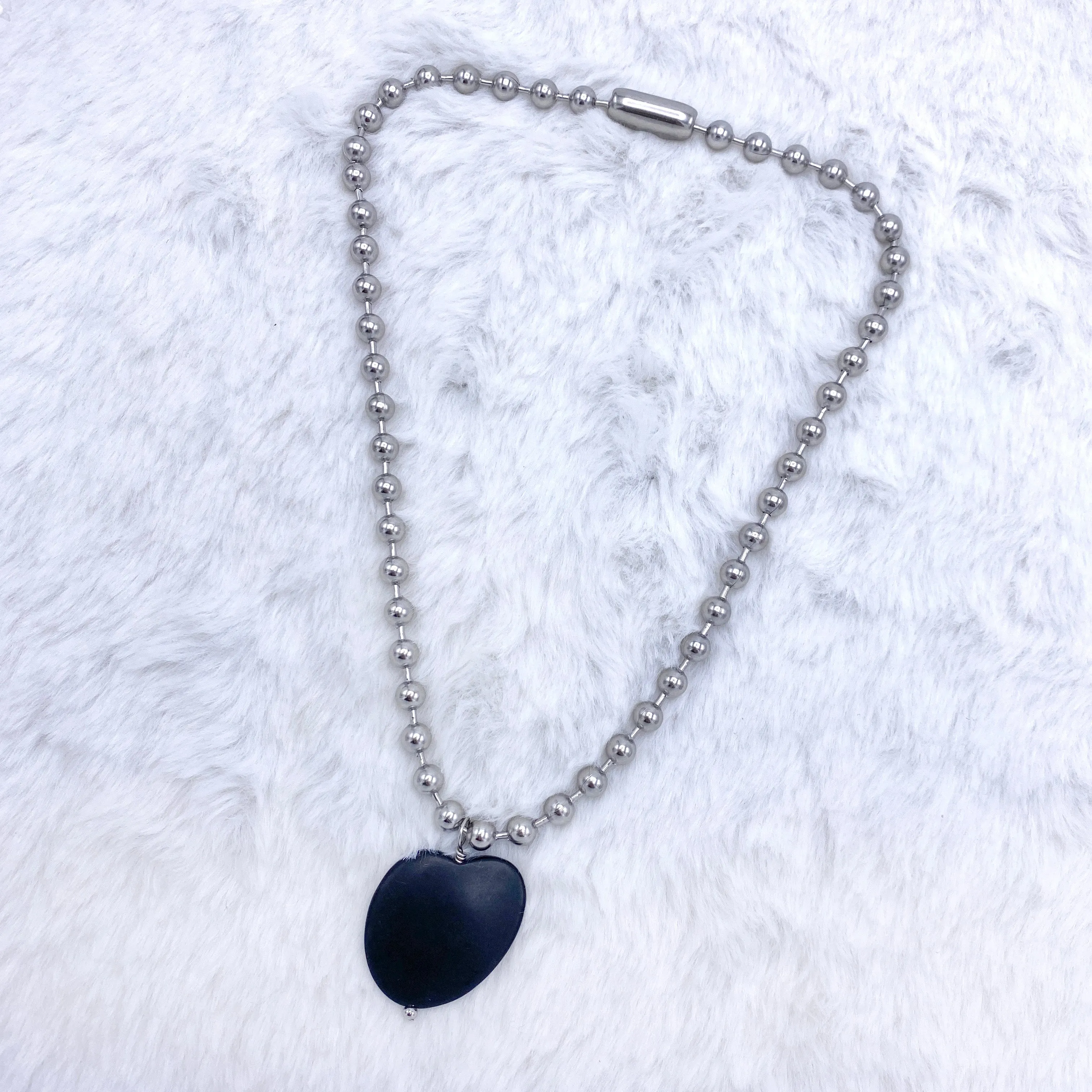 Black Jade Abstract Heart Necklace