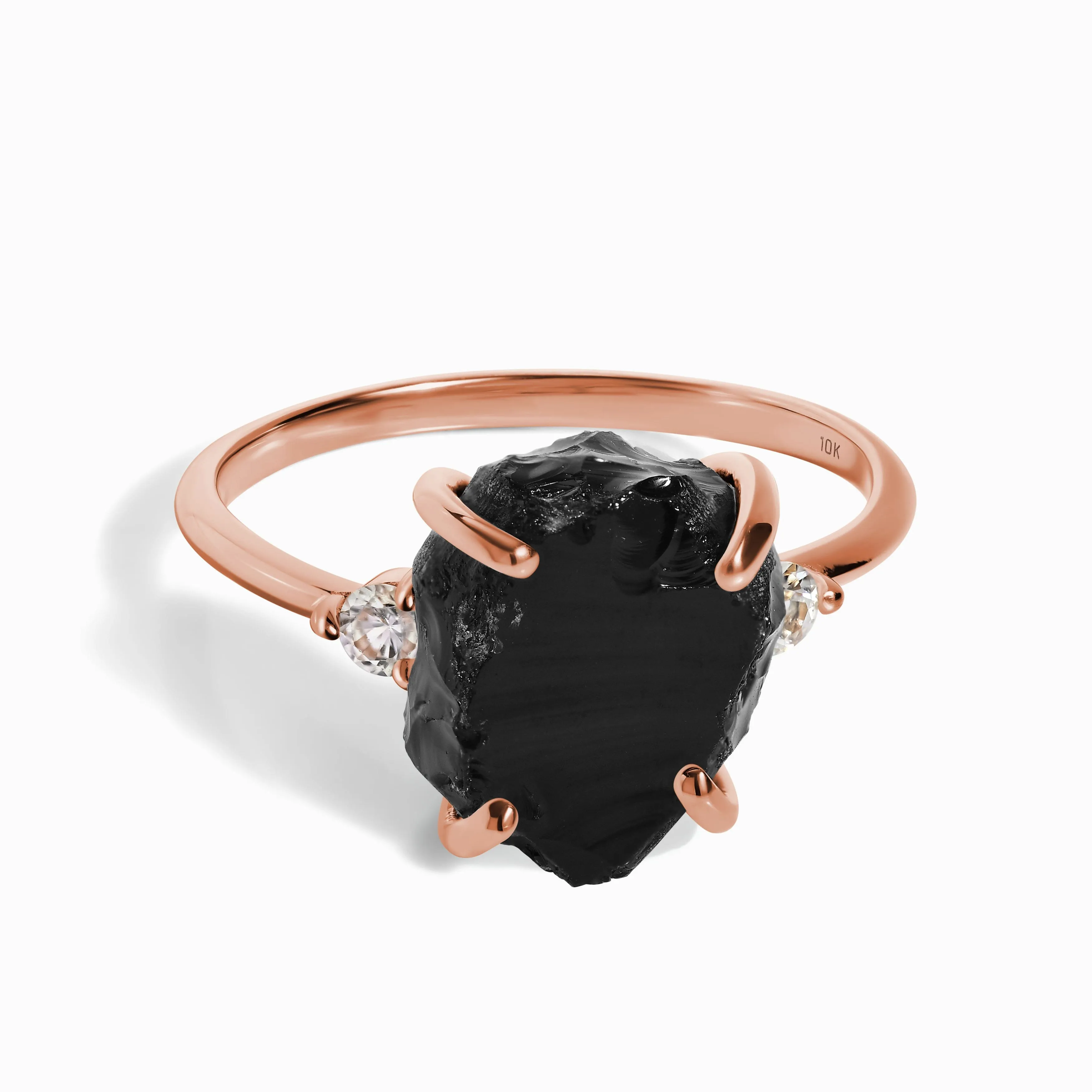 Black Obsidian Diamond Ring - Raw Allure