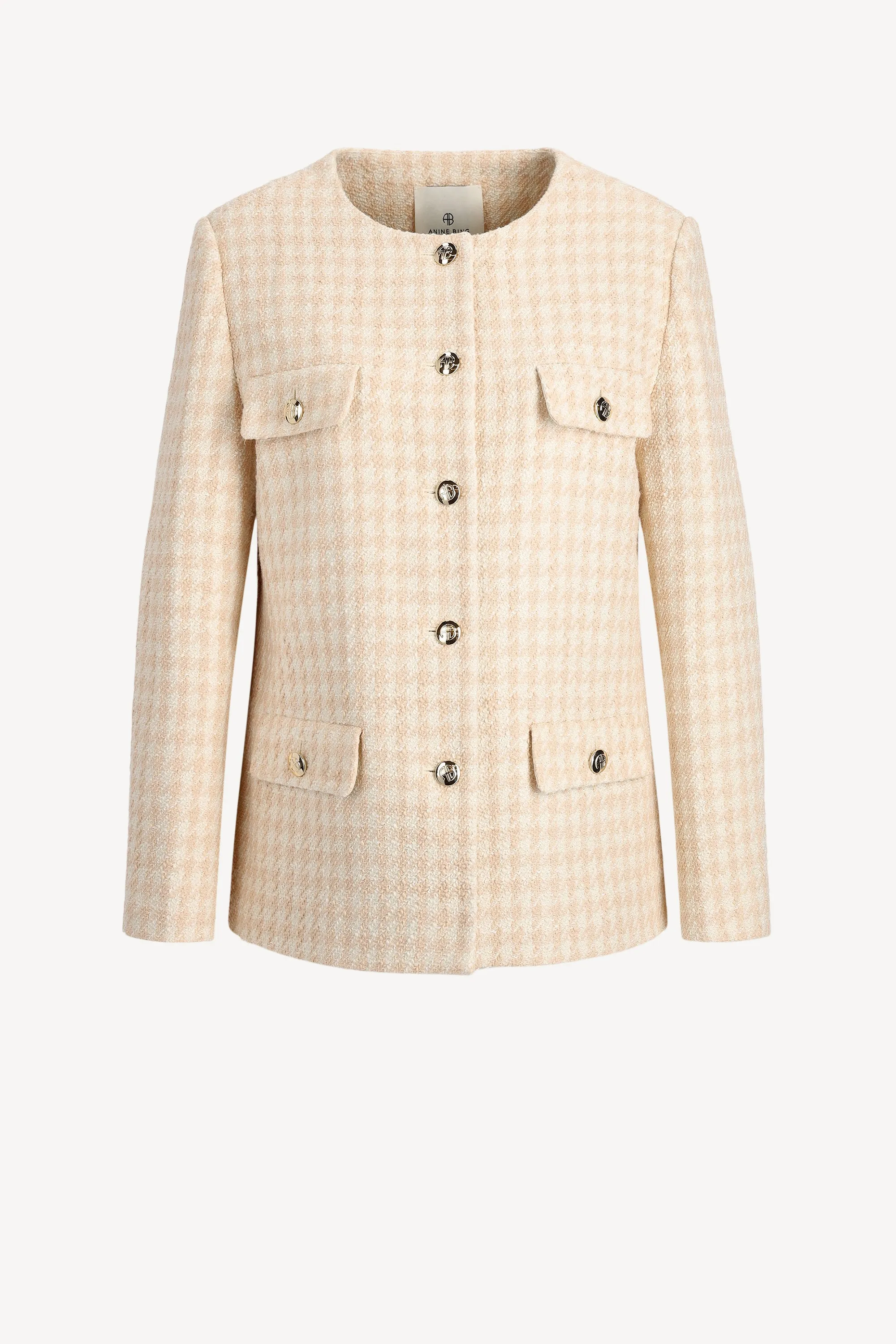 Blazer Janet in Cream/Peach Houndstooth