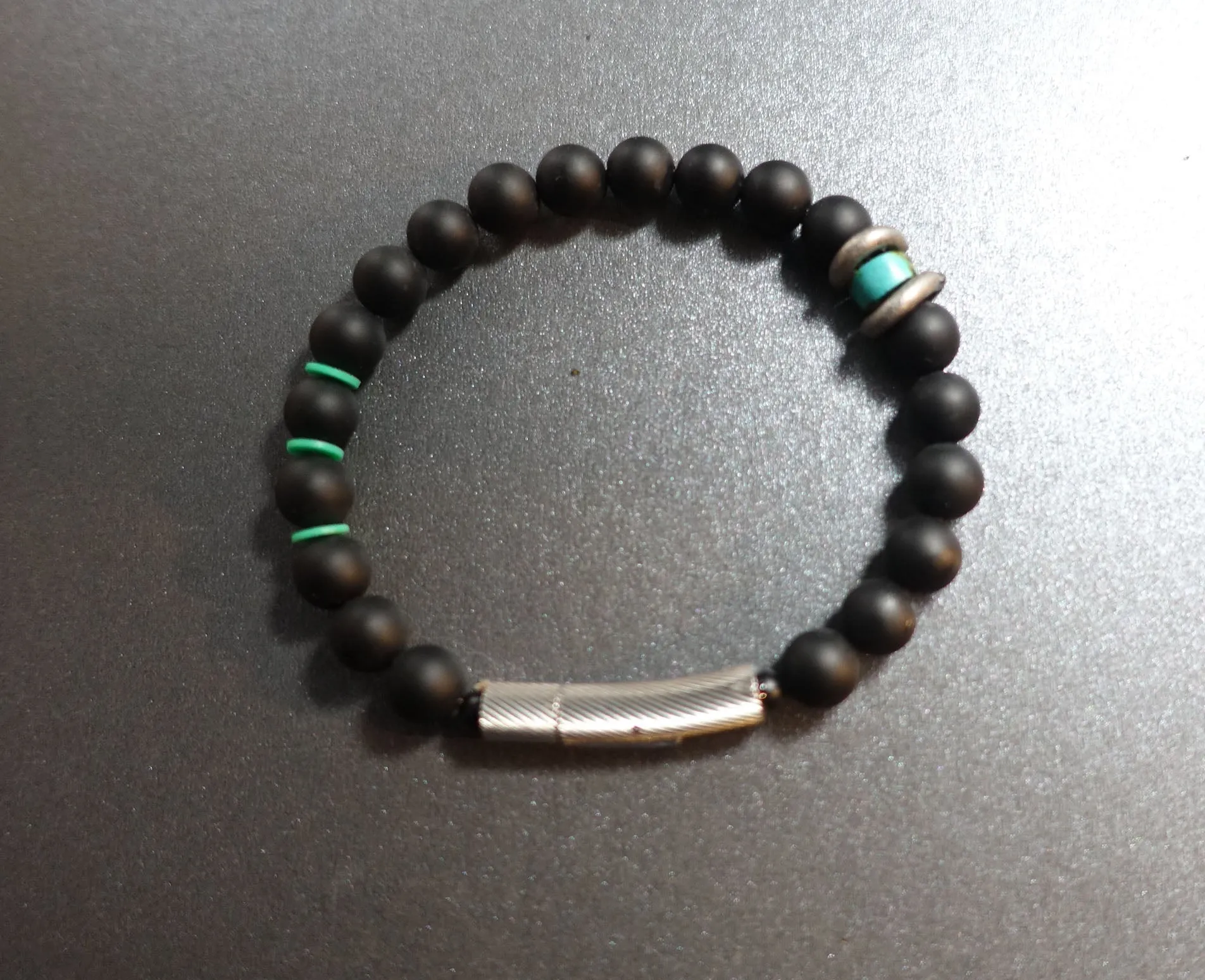 BRACELET MATE BLACK ONYX TURQUOISE DETAILS