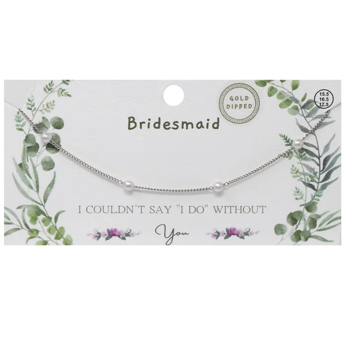 BRIDESMAID Pearl Station Gold Dipped Necklace