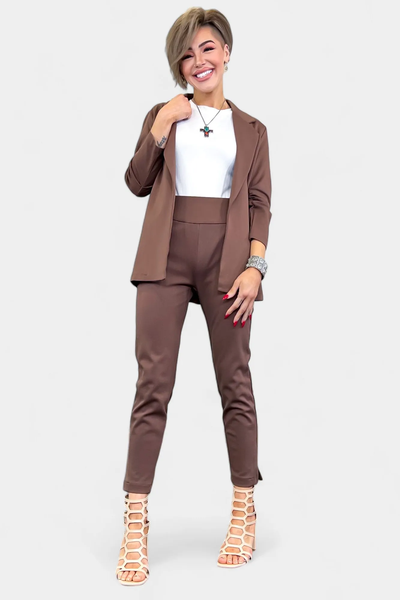 Brown High Waisted Skinny Crop Pants [NO RETURNS]