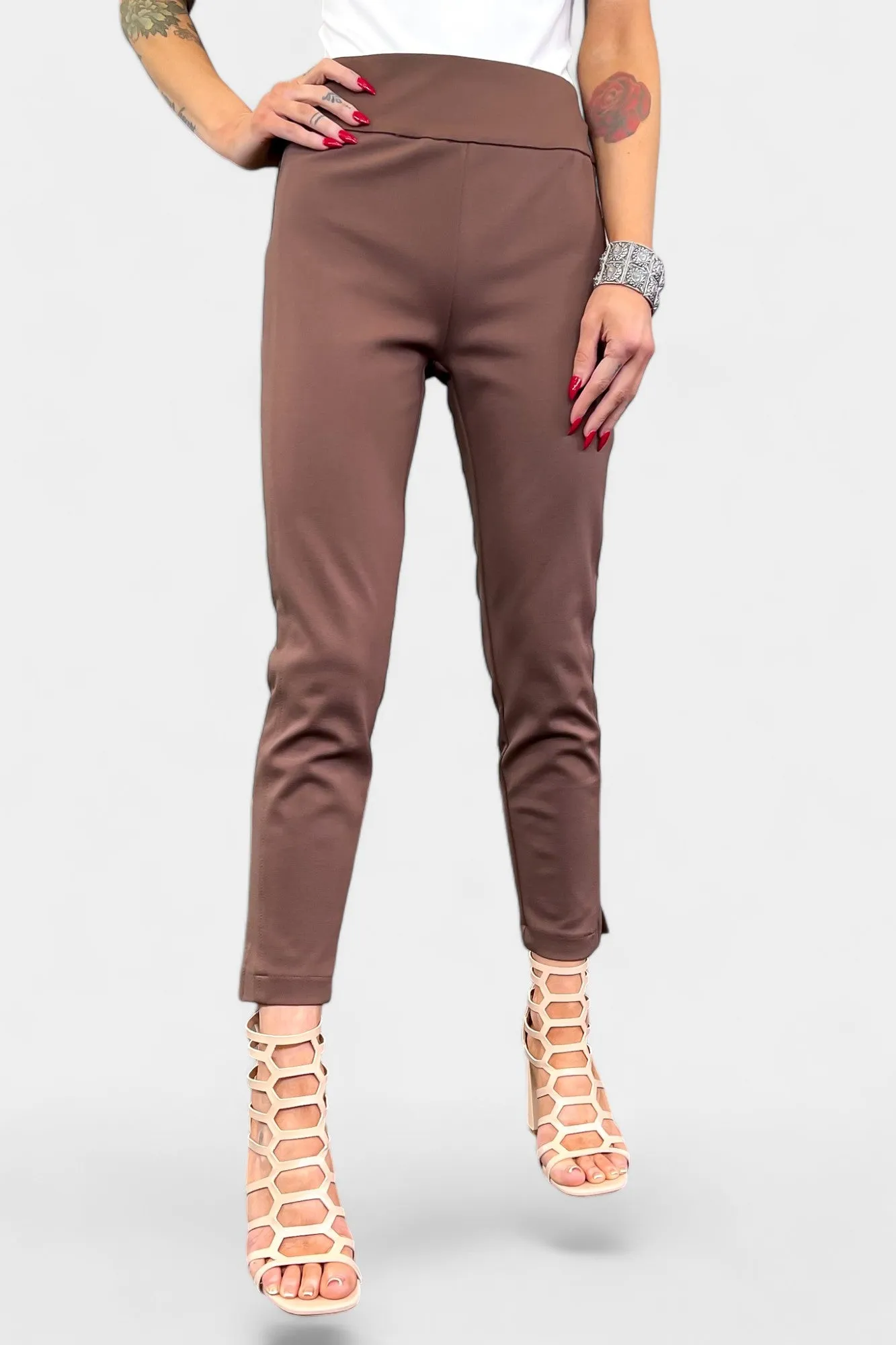 Brown High Waisted Skinny Crop Pants [NO RETURNS]