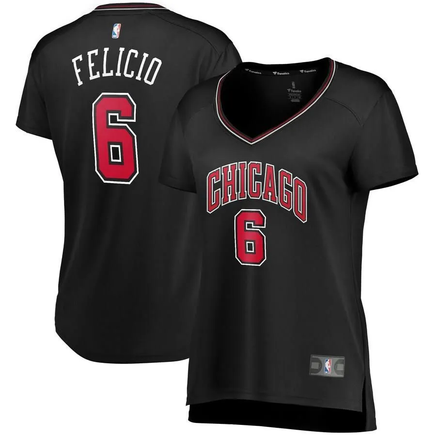 Chicago Bulls Cristiano Felicio Fanatics Branded Fast Break Player Statement Jersey Womens - Black | Ireland P6764X1