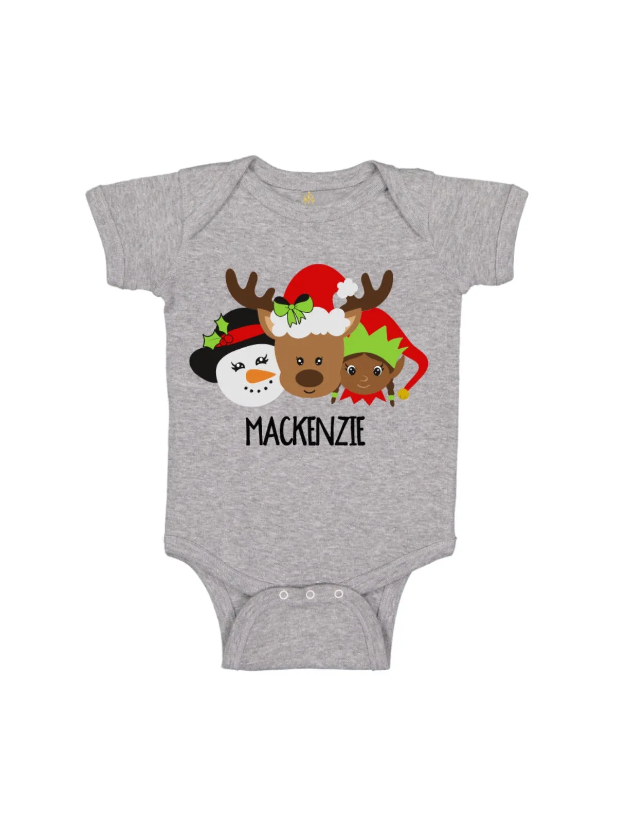 Christmas Friends Girl Elf Baby Bodysuit - Heather Gray