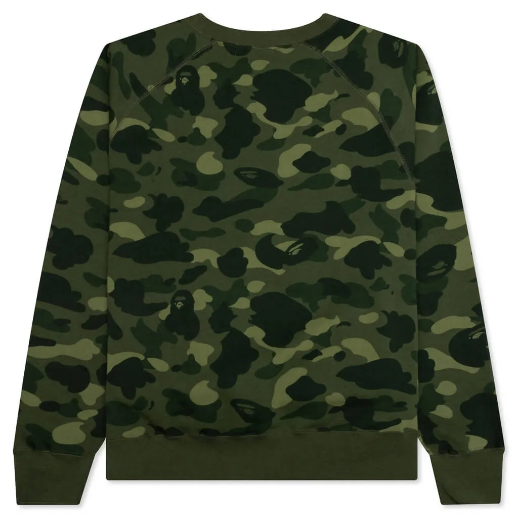 Color Camo Crystal Stone Relaxed Fit Crewneck - Green