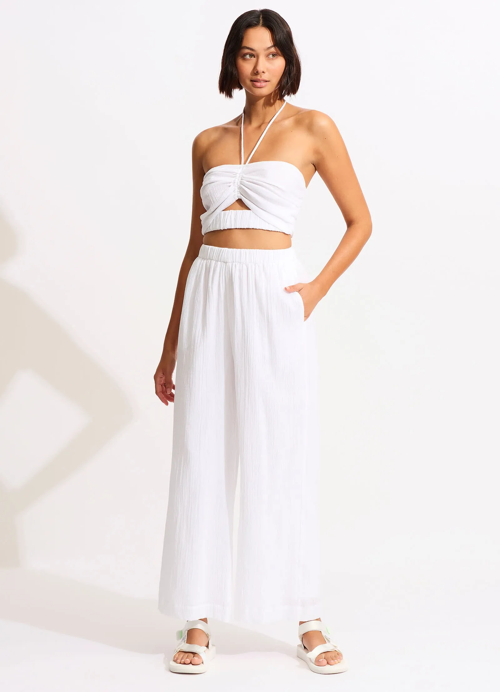 Crinkle Crop Top - White